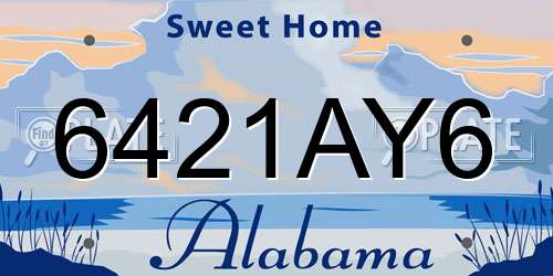 6421AY6 Alabama License Plate
