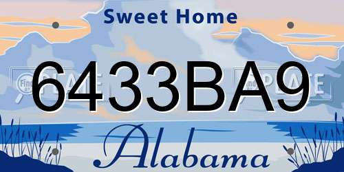 6433BA9 Alabama License Plate