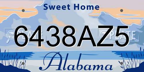 6438AZ5 Alabama License Plate