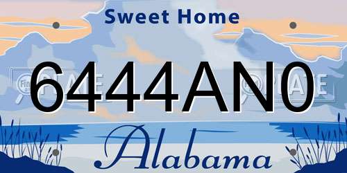 6444AN0 Alabama License Plate