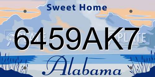 6459AK7 Alabama License Plate