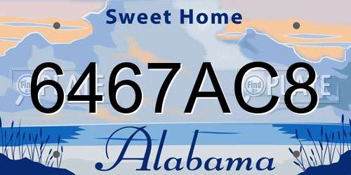 6467AC8 Alabama License Plate