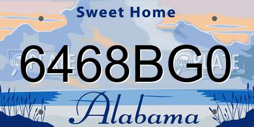 6468BG0 Alabama License Plate