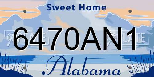 6470AN1 Alabama License Plate