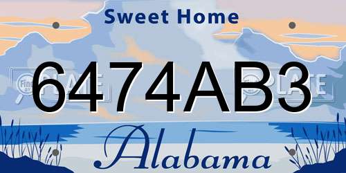 6474AB3 Alabama License Plate