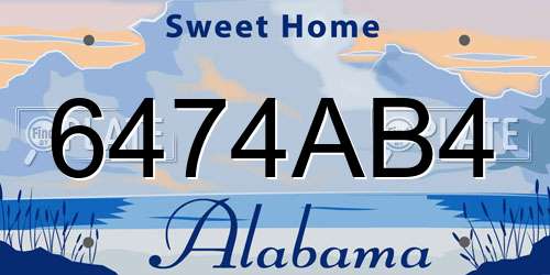 6474AB4 Alabama License Plate