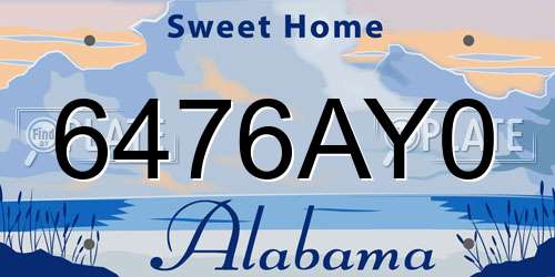 6476AY0 Alabama License Plate