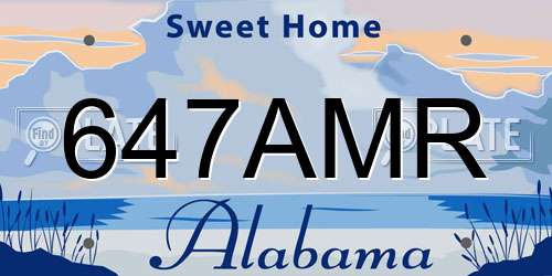 647AMR Alabama License Plate