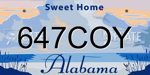 647COY Alabama License Plate