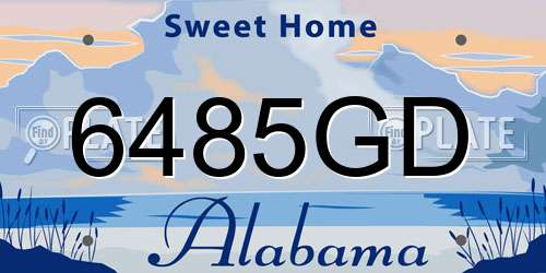 6485GD Alabama License Plate