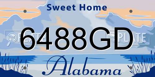 6488GD Alabama License Plate