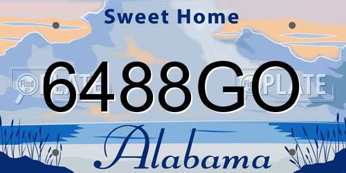 6488GO Alabama License Plate