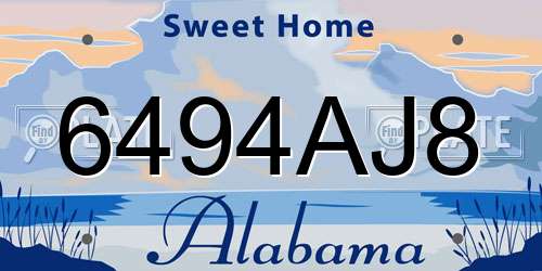 6494AJ8 Alabama License Plate