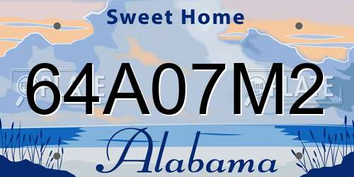 64A07M2 Alabama License Plate