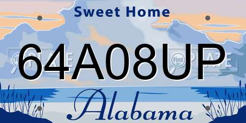 64A08UP Alabama License Plate