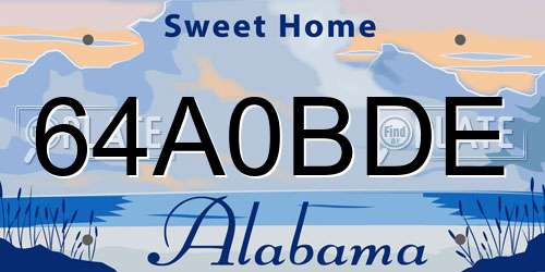 64A0BDE Alabama License Plate