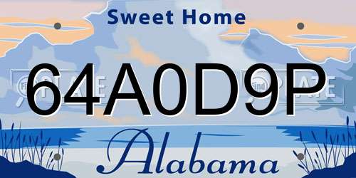 64A0D9P Alabama License Plate