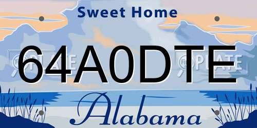 64A0DTE Alabama License Plate