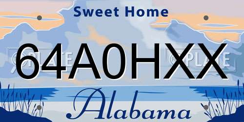 64A0HXX Alabama License Plate