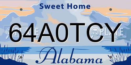 64A0TCY Alabama License Plate
