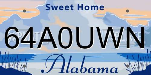 64A0UWN Alabama License Plate