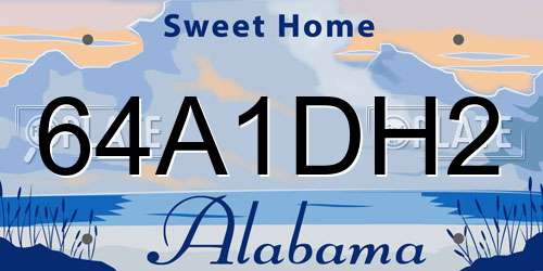 64A1DH2 Alabama License Plate