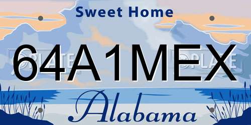 64A1MEX Alabama License Plate
