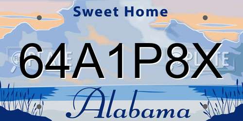 64A1P8X Alabama License Plate