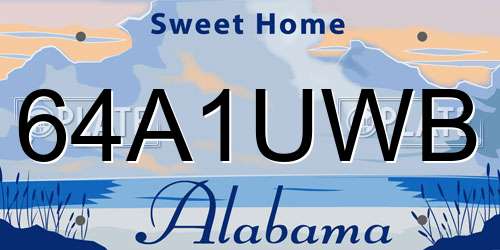 64A1UWB Alabama License Plate