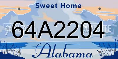 64A2204 Alabama License Plate