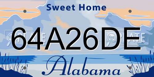 64A26DE Alabama License Plate