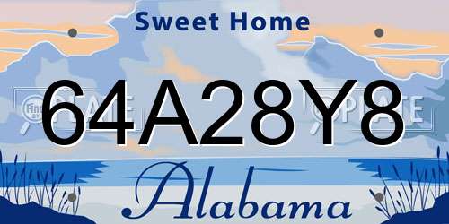 64A28Y8 Alabama License Plate