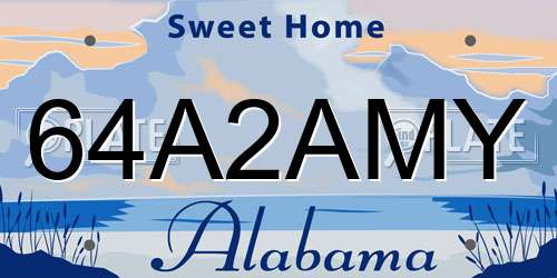 64A2AMY Alabama License Plate