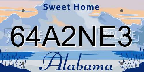 64A2NE3 Alabama License Plate