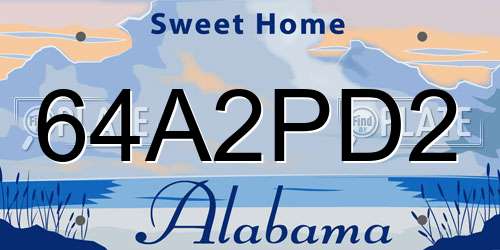 64A2PD2 Alabama License Plate