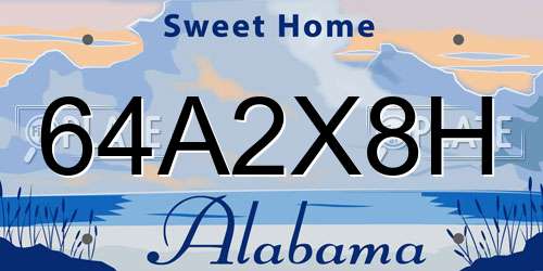 64A2X8H Alabama License Plate