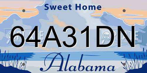 64A31DN Alabama License Plate