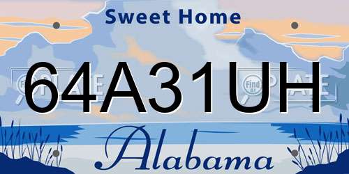 64A31UH Alabama License Plate