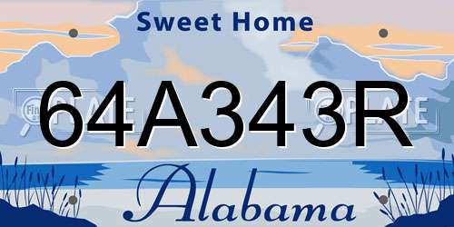 64A343R Alabama License Plate