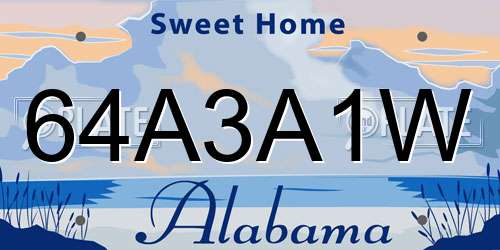 64A3A1W Alabama License Plate