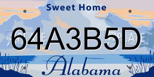 64A3B5D Alabama License Plate