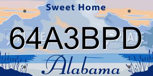 64A3BPD Alabama License Plate