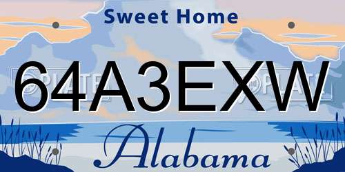 64A3EXW Alabama License Plate
