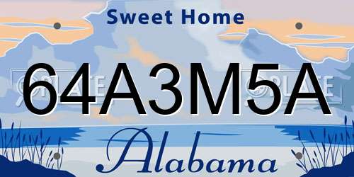 64A3M5A Alabama License Plate