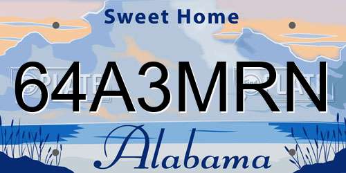 64A3MRN Alabama License Plate