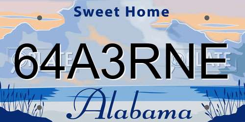64A3RNE Alabama License Plate