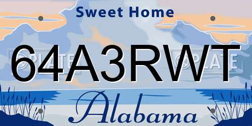 64A3RWT Alabama License Plate