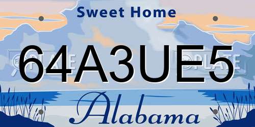 64A3UE5 Alabama License Plate