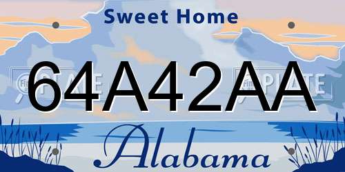 64A42AA Alabama License Plate