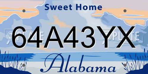 64A43YX Alabama License Plate